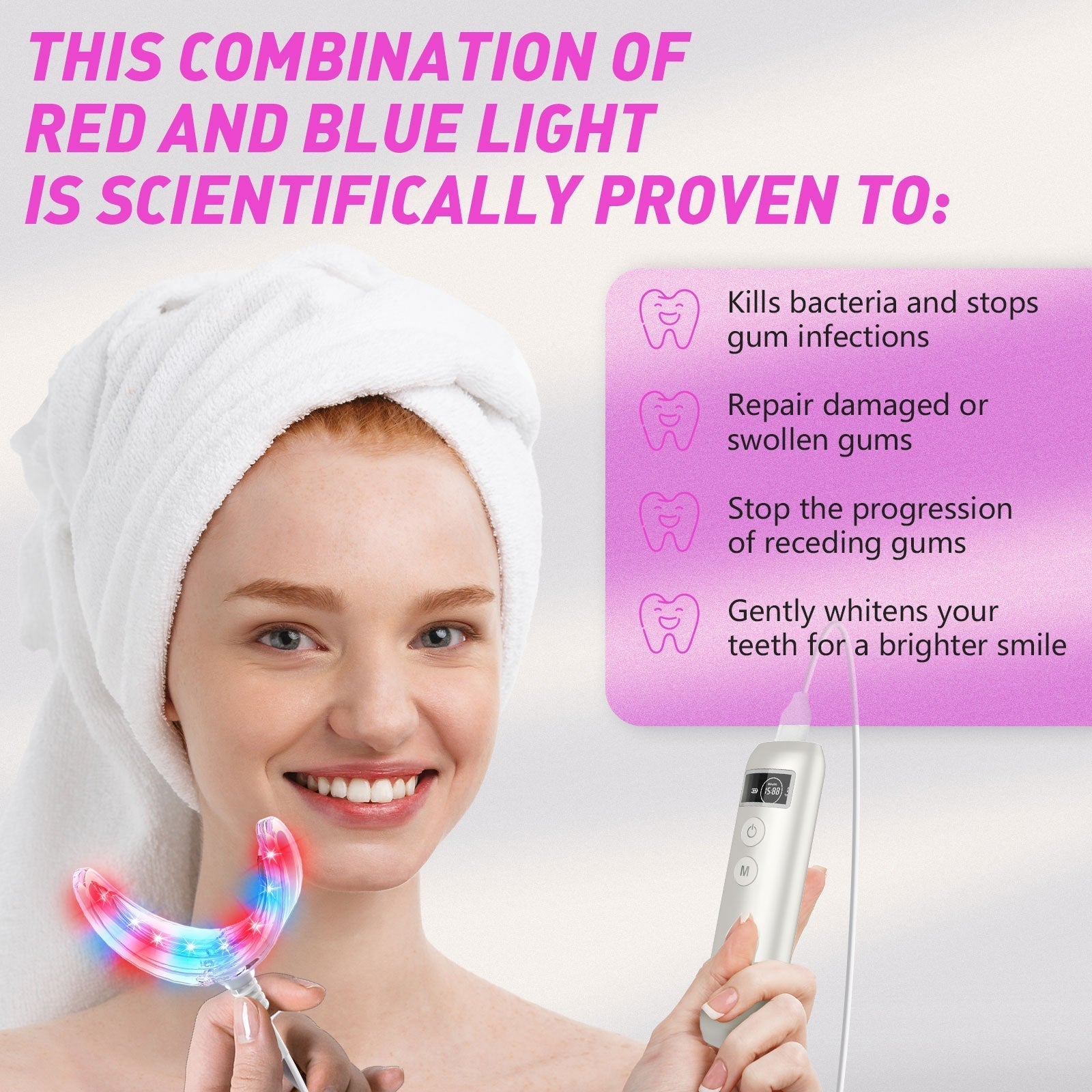 Red and Blue Light Therapy for Gums Gentle Gum Care Device
