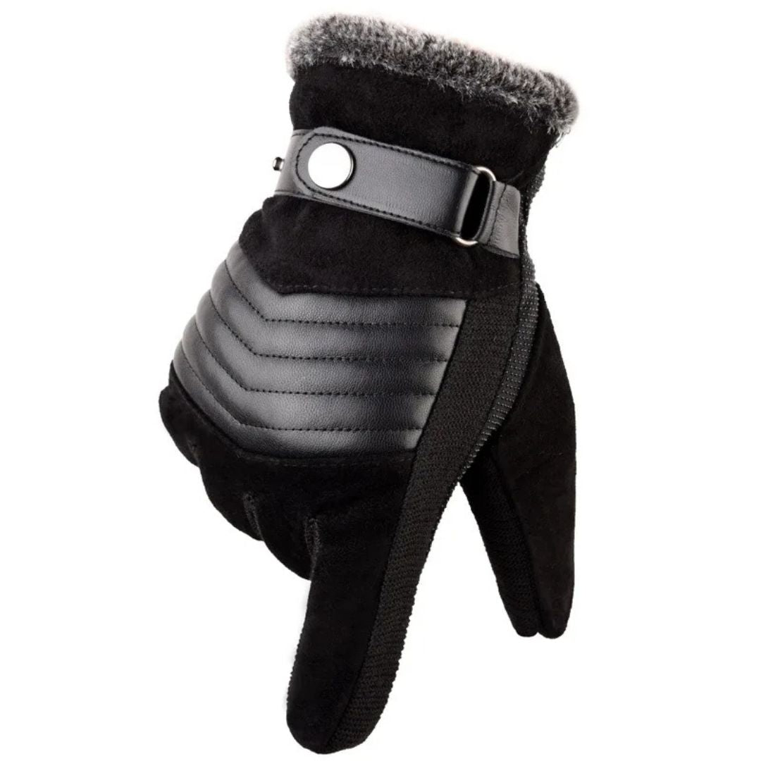 Guanti Invernali Touch Screen da Uomo con Calore, Comfort e Cinturino in Vera Pelle