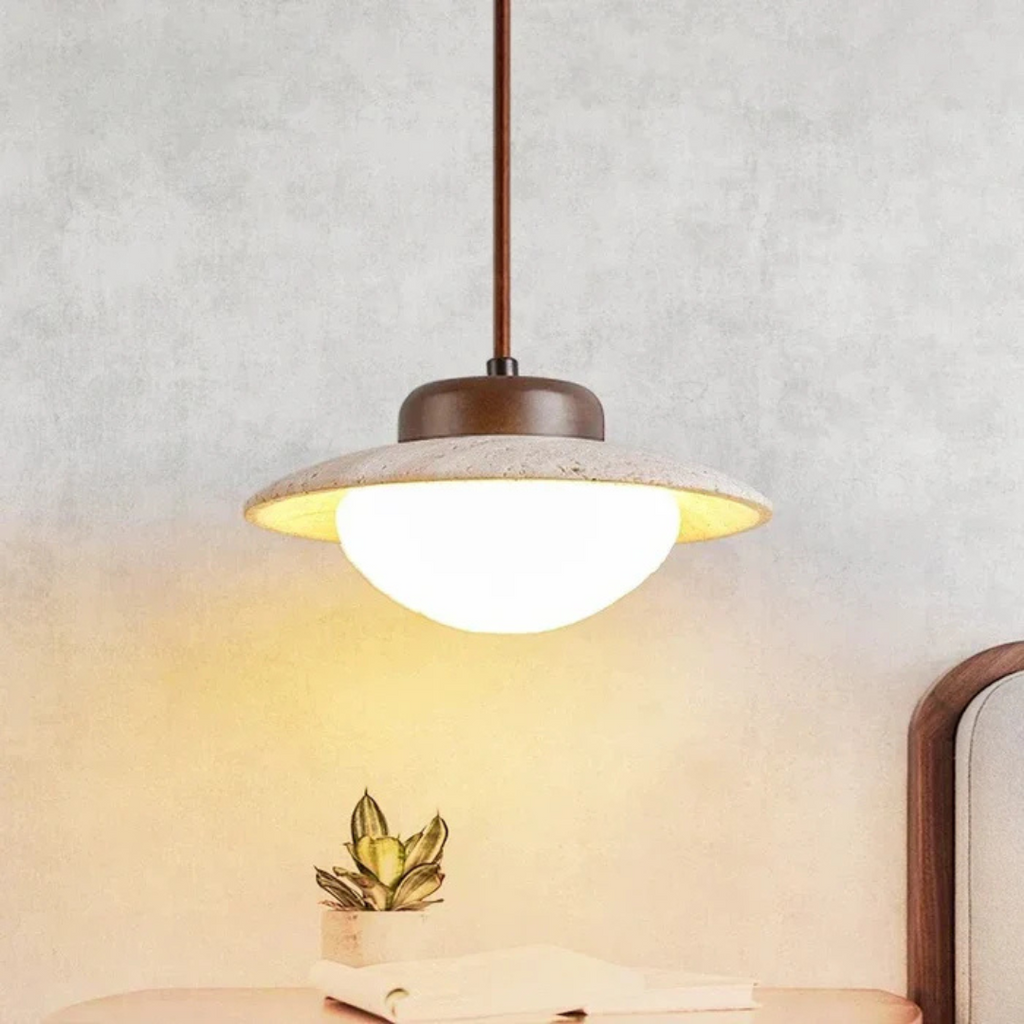 Astrae Stone and Metal Pendant Light for Dining Rooms