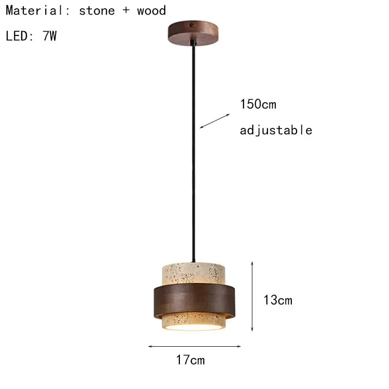 Korensa | Stone & Wood Pendelleuchte mit verstellbarem Kabel