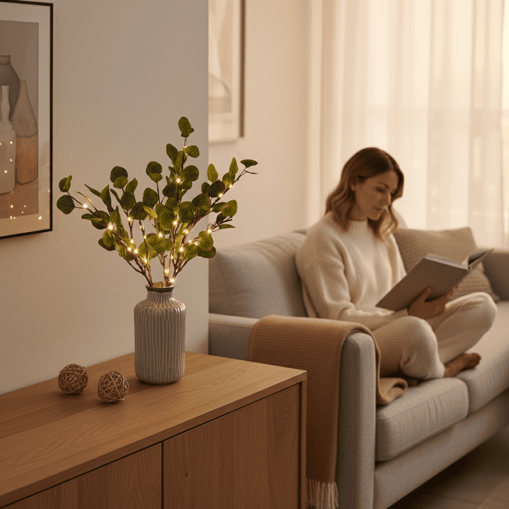 LumaTwig 70cm LED Taklamp Met Natuurlijke Bosachtige Esthetiek