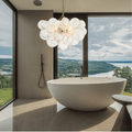Luminix Bubble Chandelier with Ribbed Glass and Gold Finish