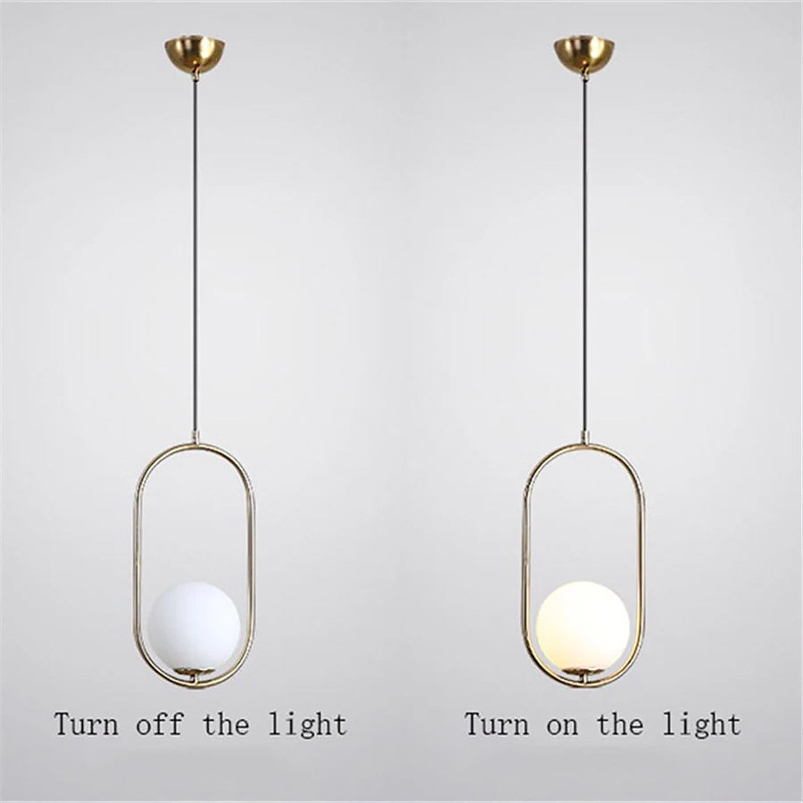 Nordra Orb Sphere Pendant Light With Minimalist Ring Encircling Snow White Sphere