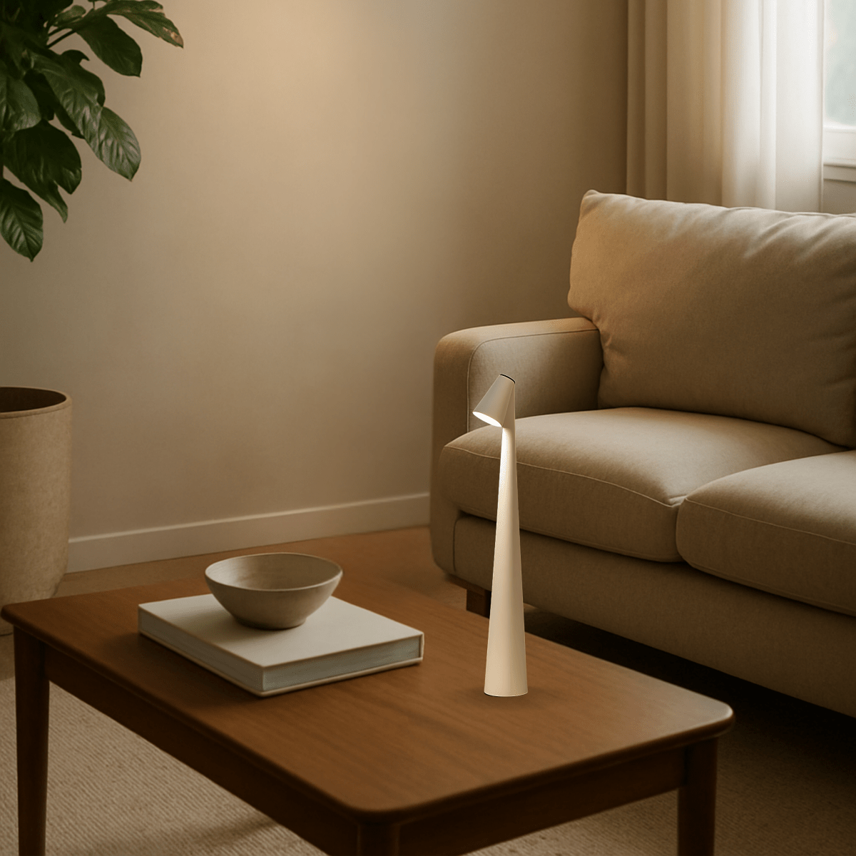 Candeeiro de Mesa Metálico Recarrregável Estiloso para Interior e Exterior