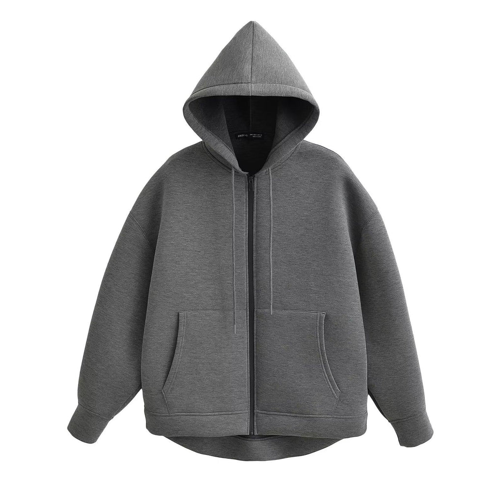 Aster Casual Women's Solid Zipper Hoodie With Big Pockets