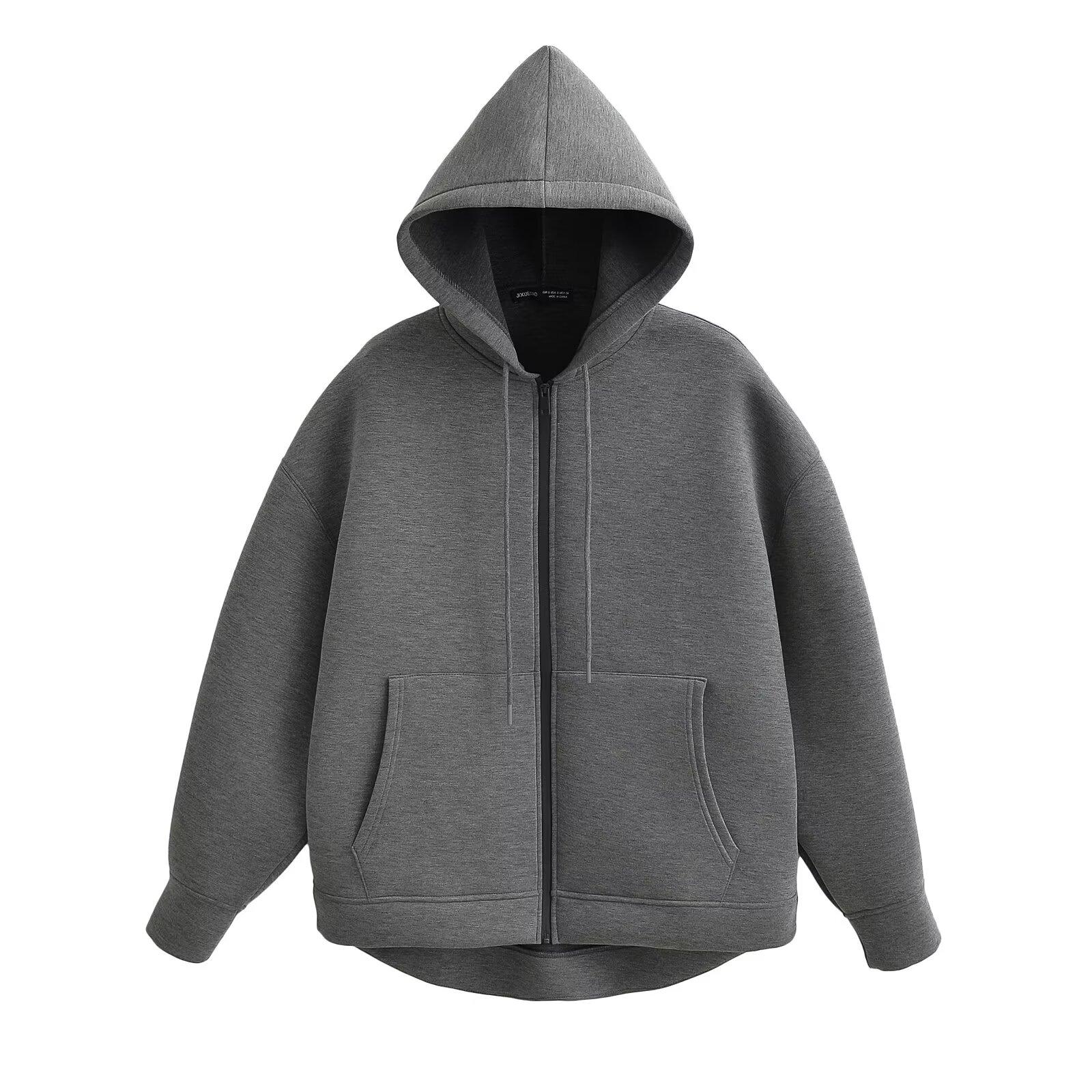 Aster Casual Women's Solid Zipper Hoodie With Big Pockets