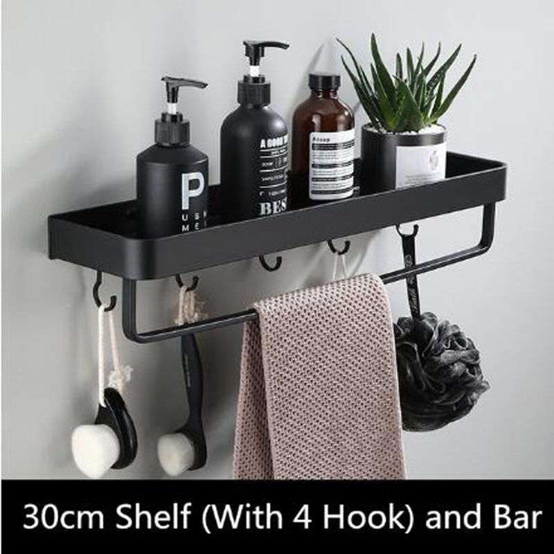 Moderner schwarzer Space-Aluminium-Badezimmer-Wandregal-Stil