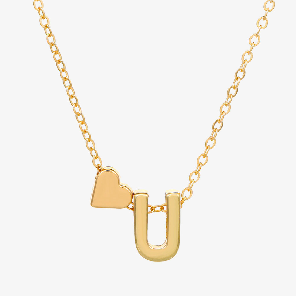 Luna Heart Initial Pendant Necklace