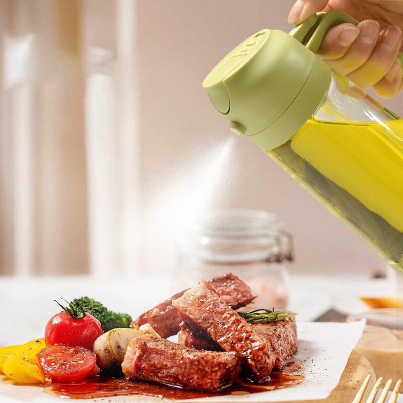 2-In-1 Glass Oil Sprayer And Dispenser For Kitchen Use