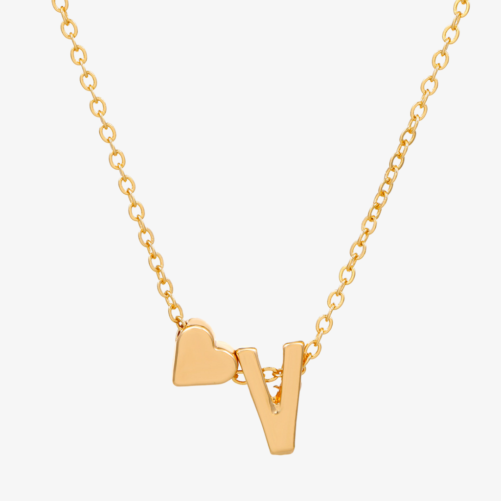 Luna Heart Initial Pendant Necklace