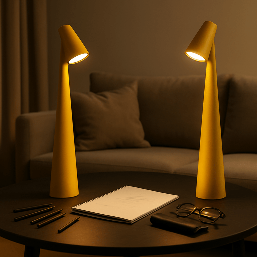 Candeeiro de Mesa Metálico Recarrregável Estiloso para Interior e Exterior