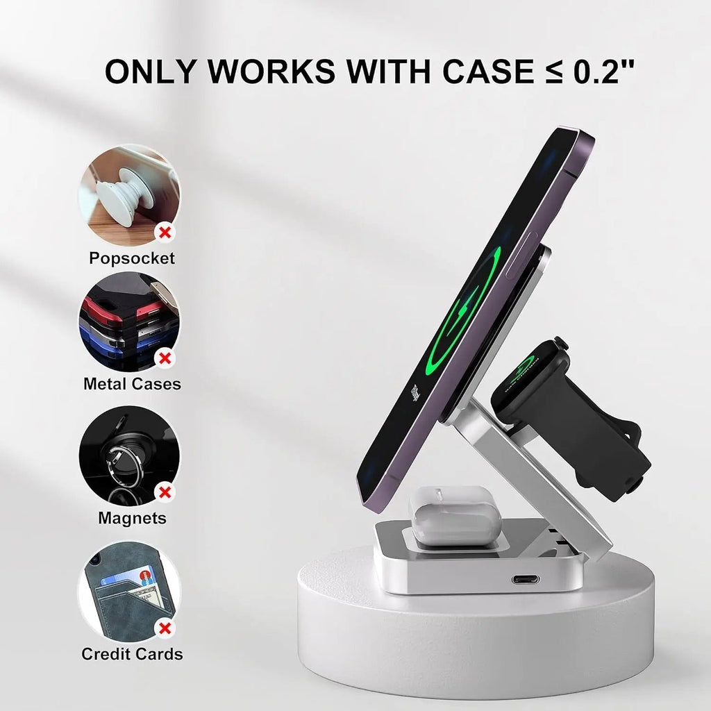 VeloCharge Magnetic Foldable 3-In-1 Wireless Charger For iPhone AirPods Apple Watch