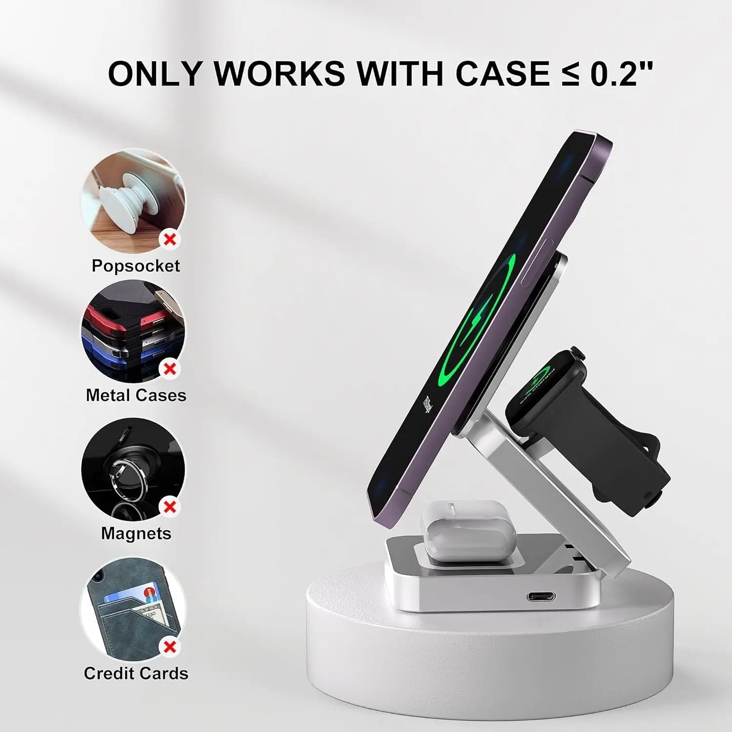 VeloCharge Magnetic Foldable 3-In-1 Wireless Charger For iPhone AirPods Apple Watch