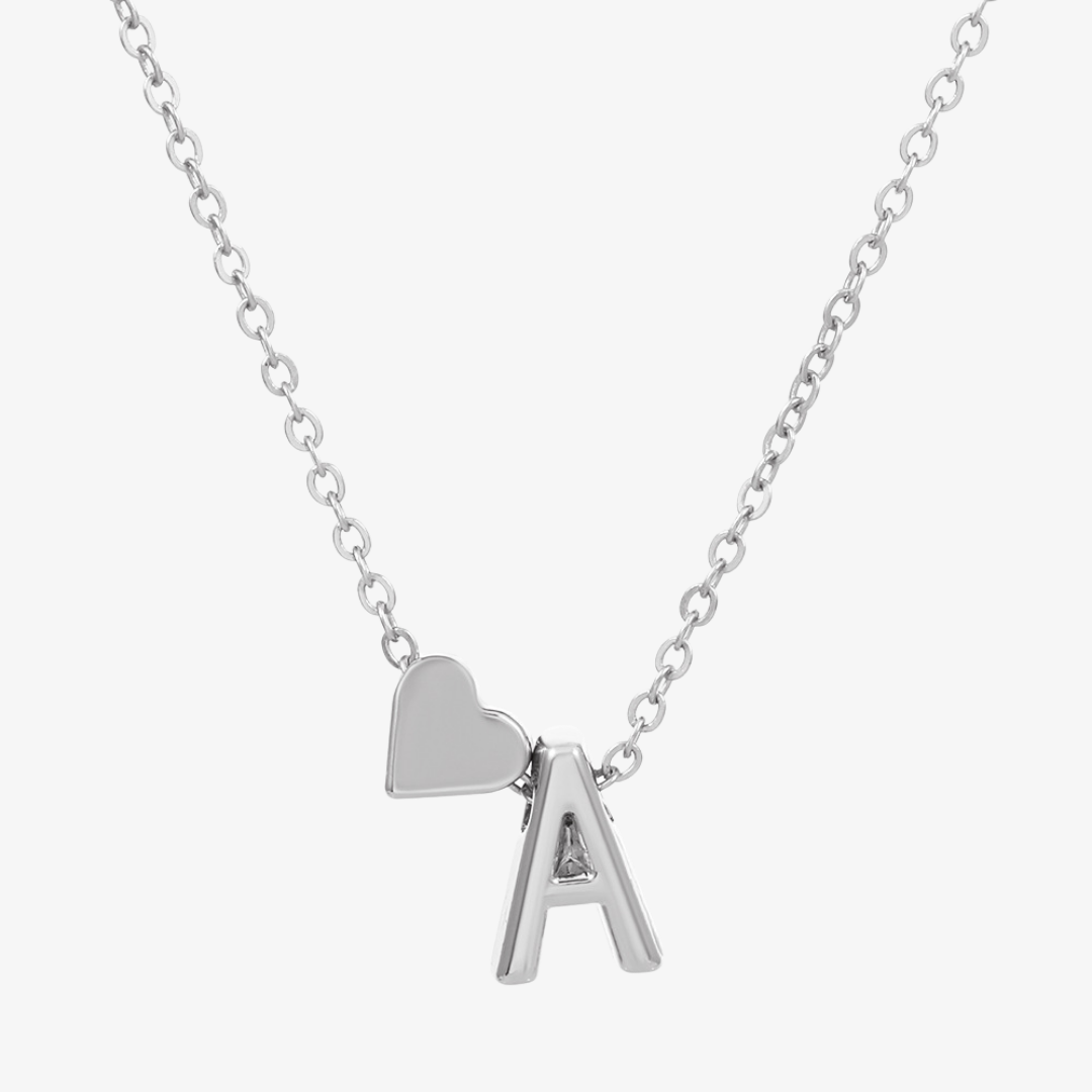Luna Heart Initial Pendant Necklace