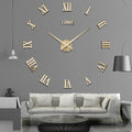 Modern Wall Clock With Roman Numerals In Silver Mirror Finish