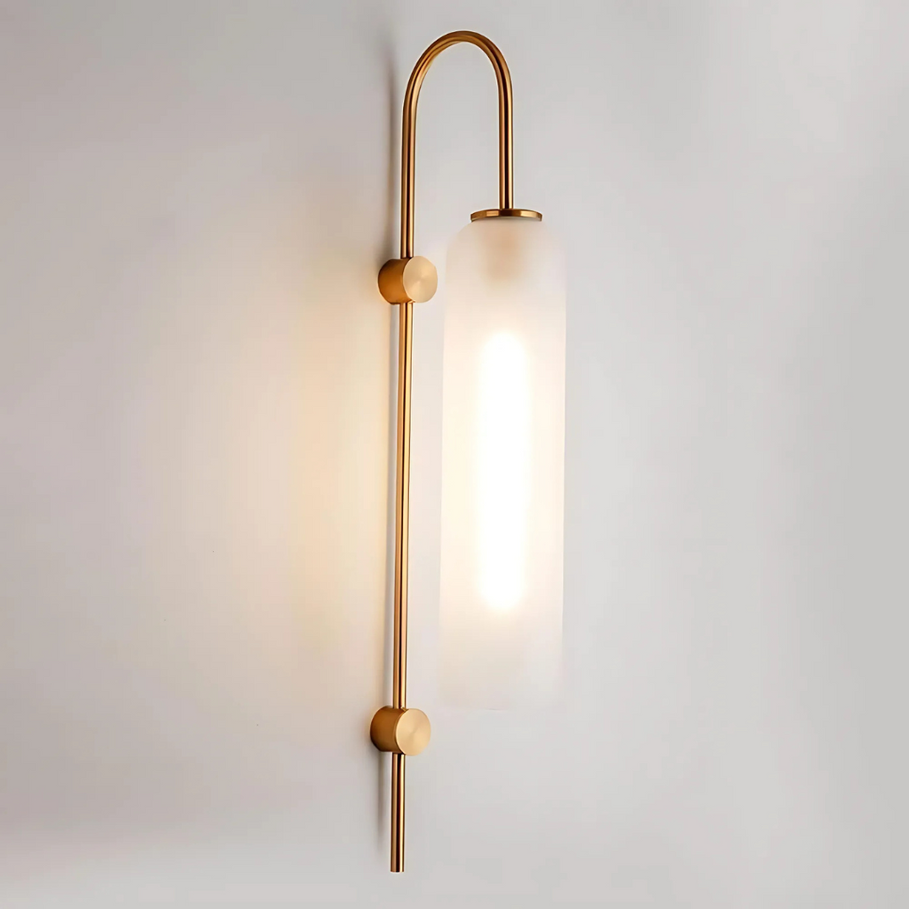 LumaClad Glas LED Vägglampa med Rökta Glastrådar i Blått och Vitt