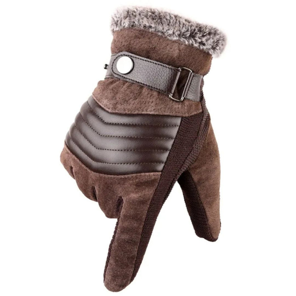 Guanti Invernali Touch Screen da Uomo con Calore, Comfort e Cinturino in Vera Pelle