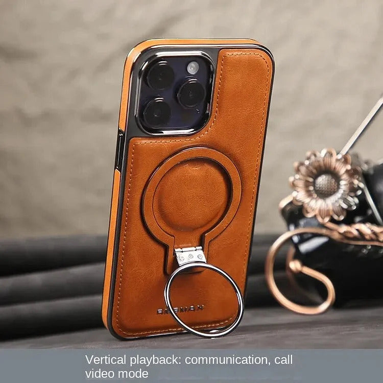 Carcasă suport metalic LuxeLeather pentru iPhone