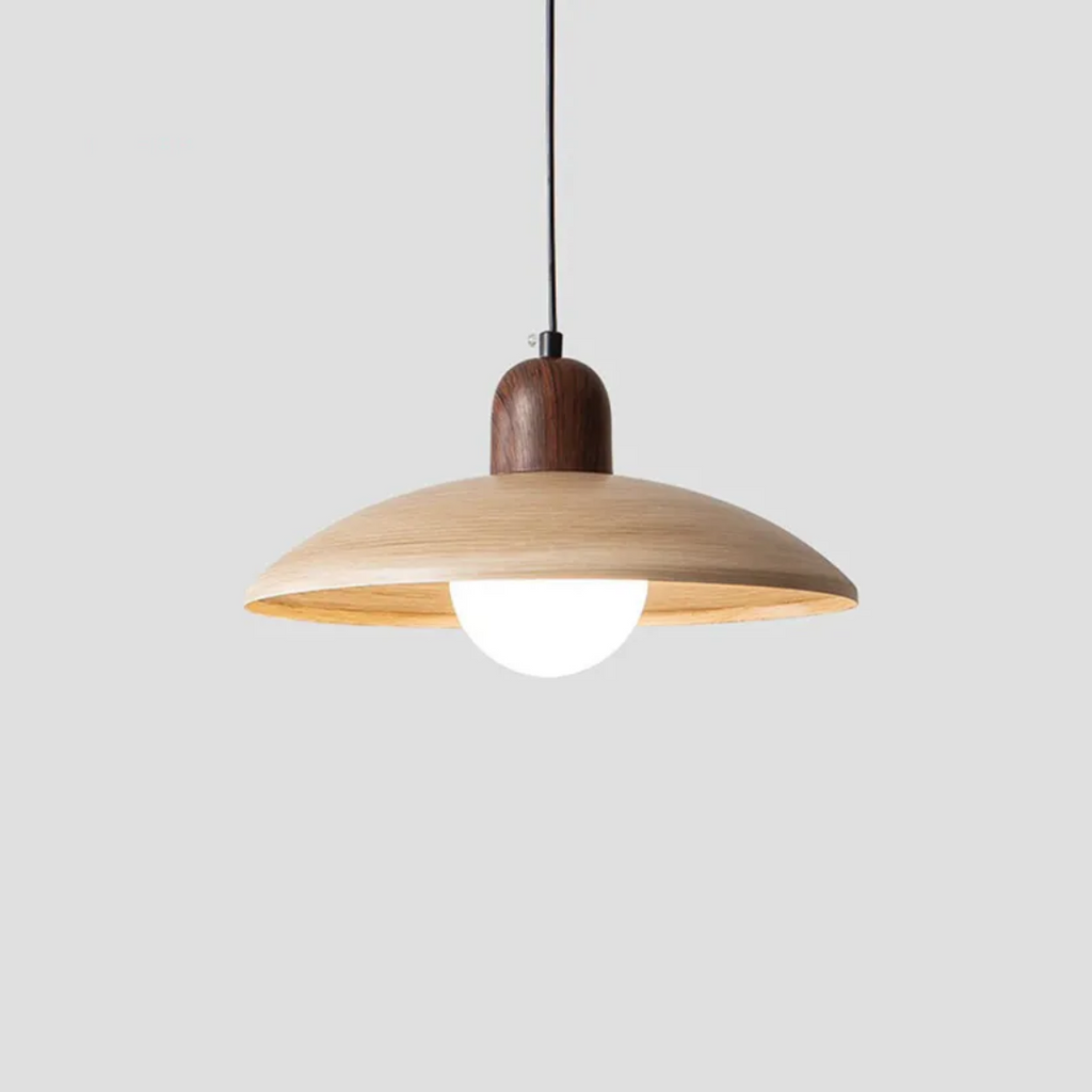 Kireto Walnut Wood Pendant Light in Wabi-Sabi Style for Living Rooms