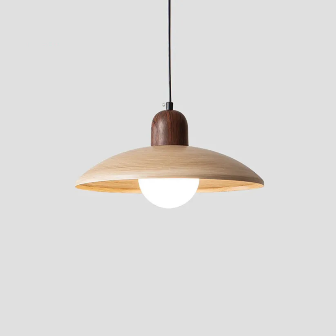 Kazumi Walnut Finish Japanese Wabi-Sabi Pendant Lamp