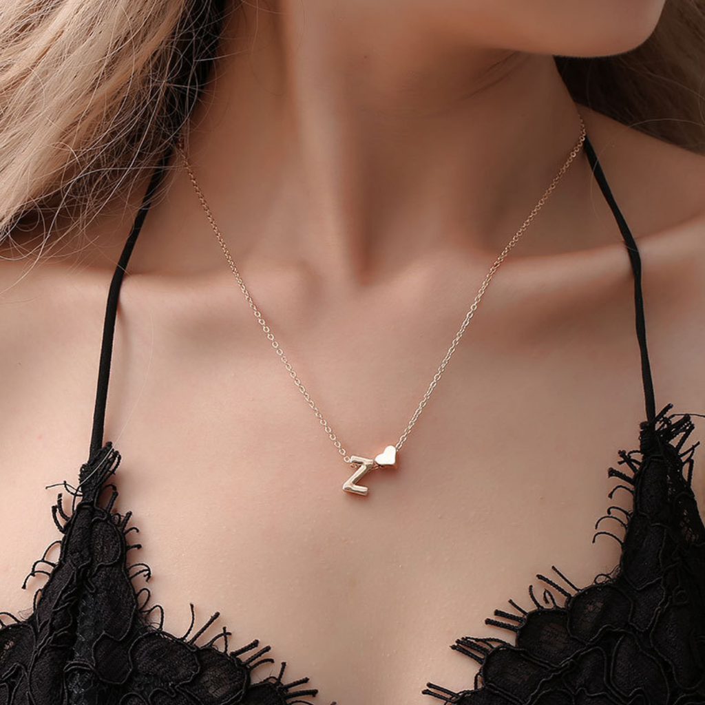 Luna Heart Initial Pendant Necklace
