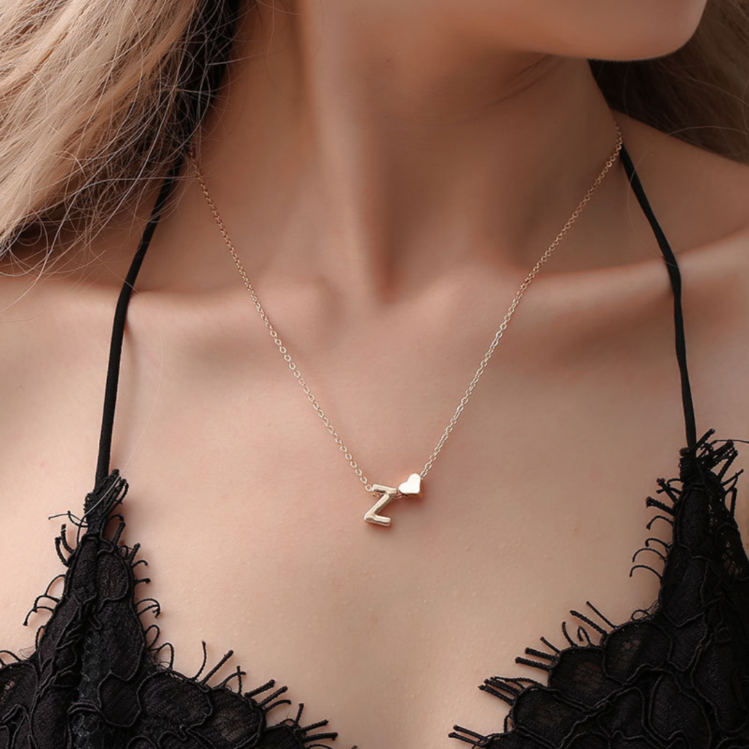 Luna Heart Initial Pendant Necklace