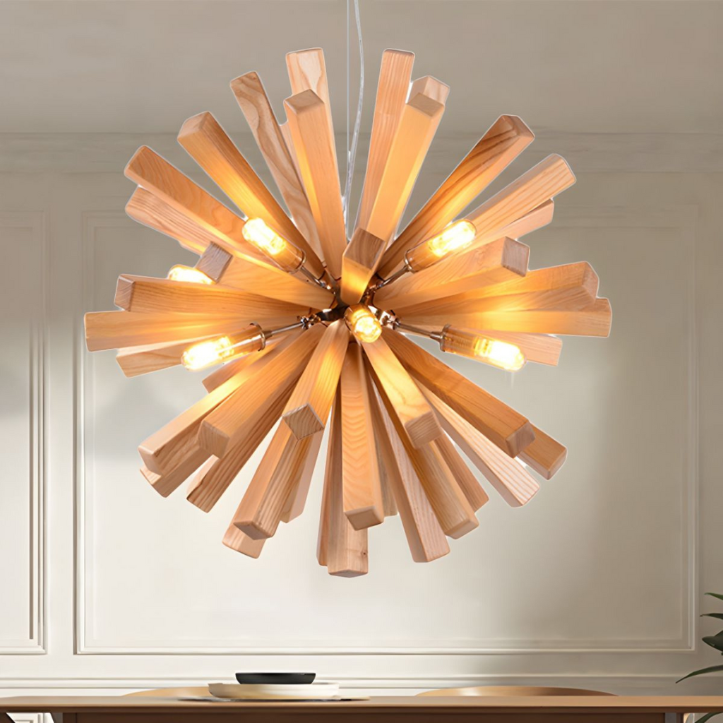 Závěsné svítidlo SylvaLume Timber do jídelny s teplým dřevěným tónem