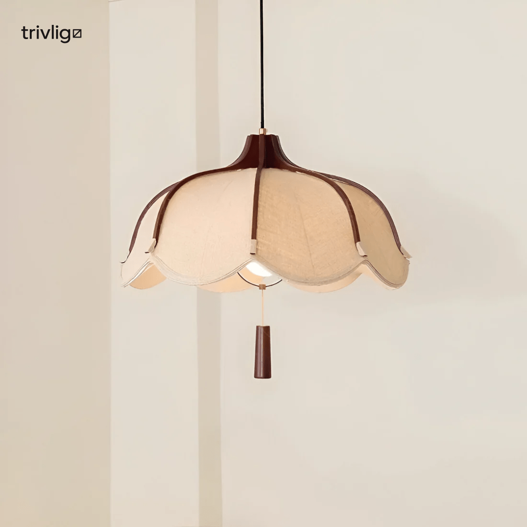 Lampada a sospensione Kizumi Bloom Moderna Giapponese Wabi Sabi Fiore in tessuto