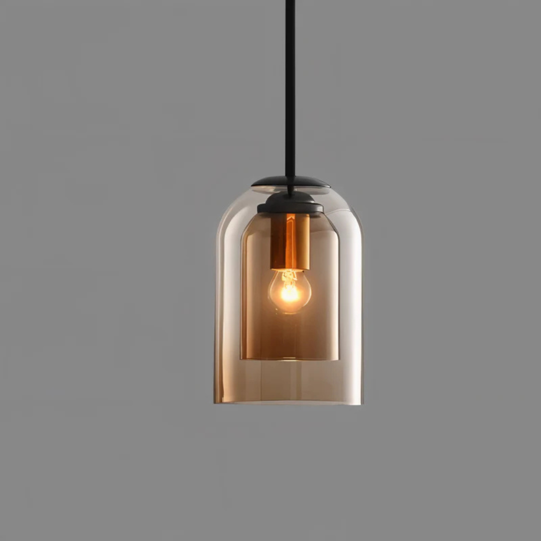 Lampada a sospensione in vetro LumenDuo per sala da pranzo e soggiorno