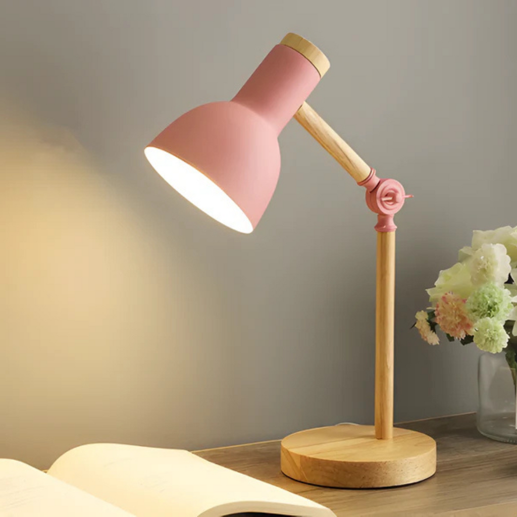 Liora Macaron Adjustable LED Wooden Table Lamp with Warm Glow