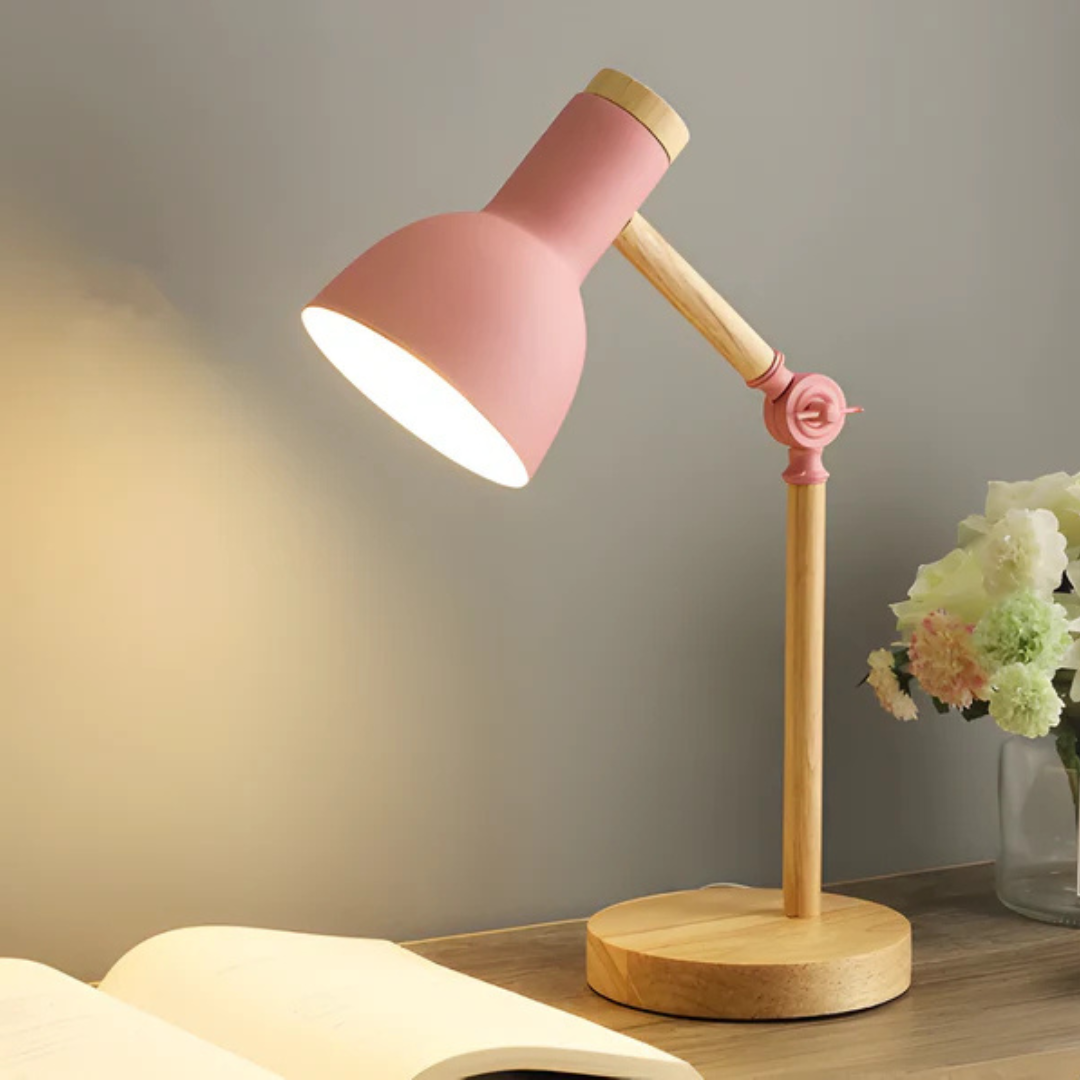 Liora Macaron Adjustable LED Wooden Table Lamp with Warm Glow