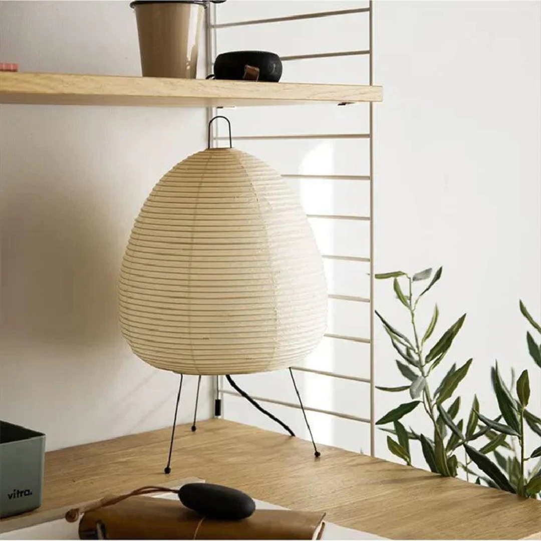 Stojací lampa KireiLuma s rýžovým papírovým stínidlem a bambusovým rámem