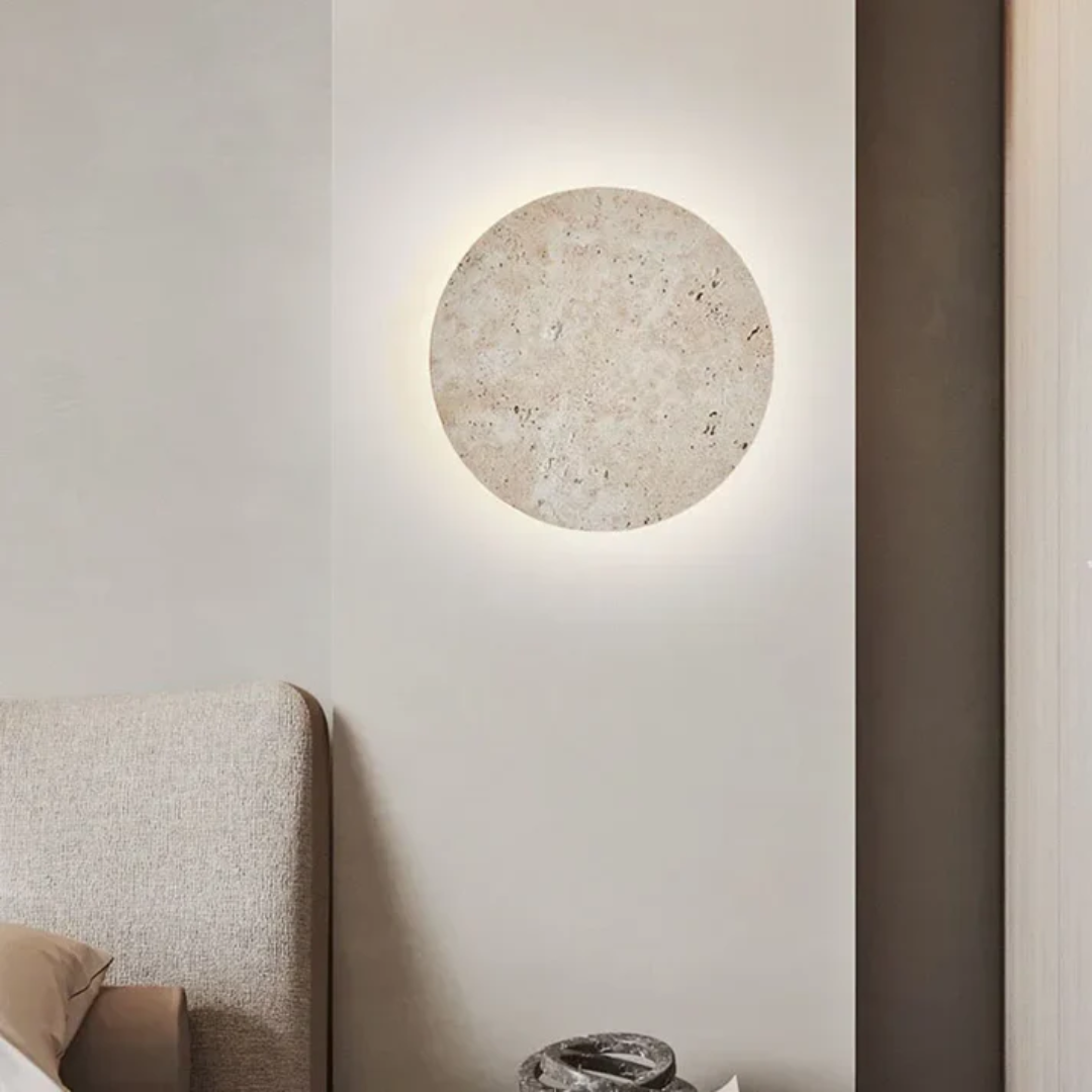 Aurelia Travertine Wall Lamp Luxury LED Ambient Light For Living Rooms
