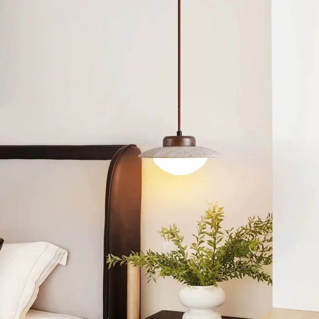 Astrae Stone and Metal Pendant Light for Dining Rooms