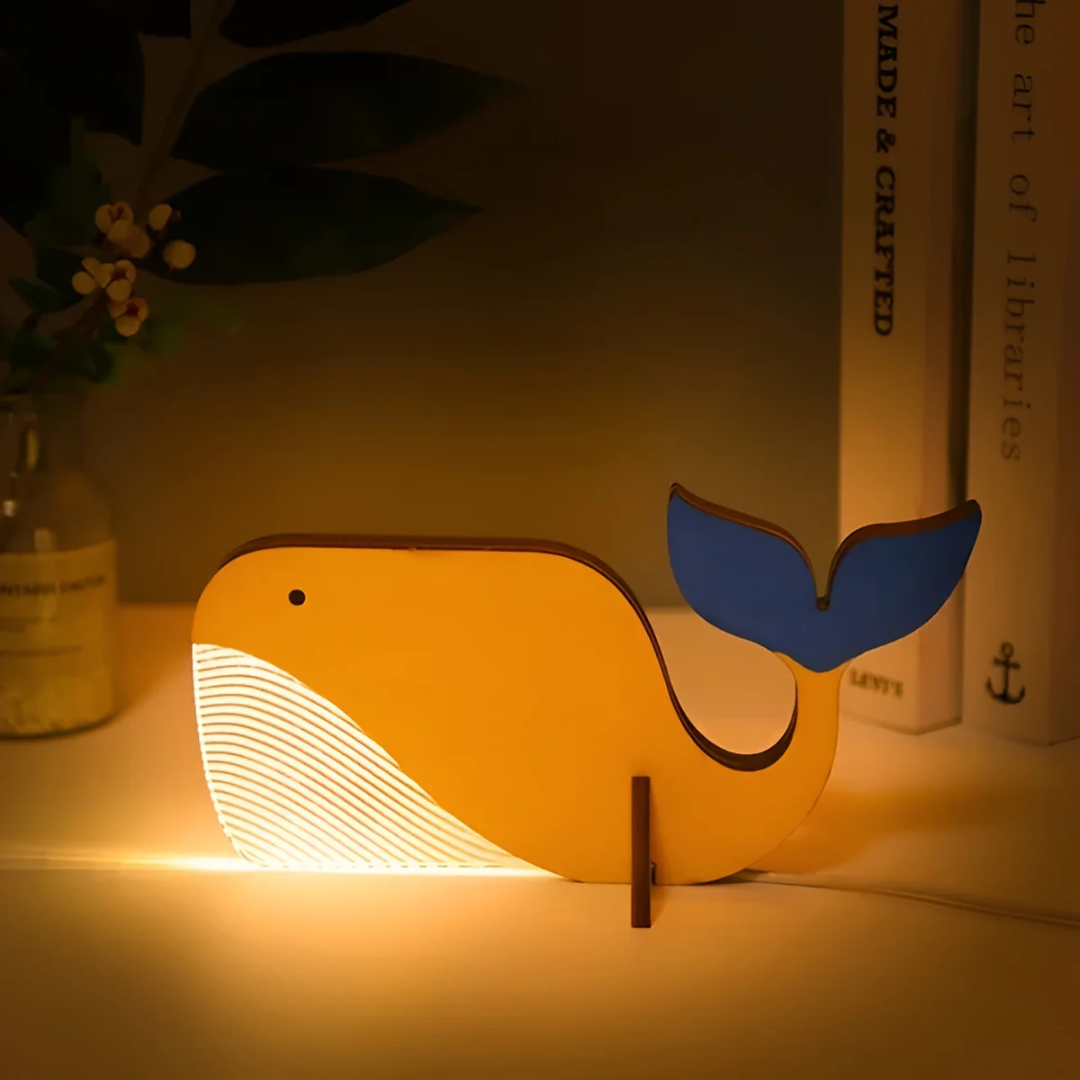 AuroraWood LED Night Light in Wood and Acrylic for Warm Bedroom Glow