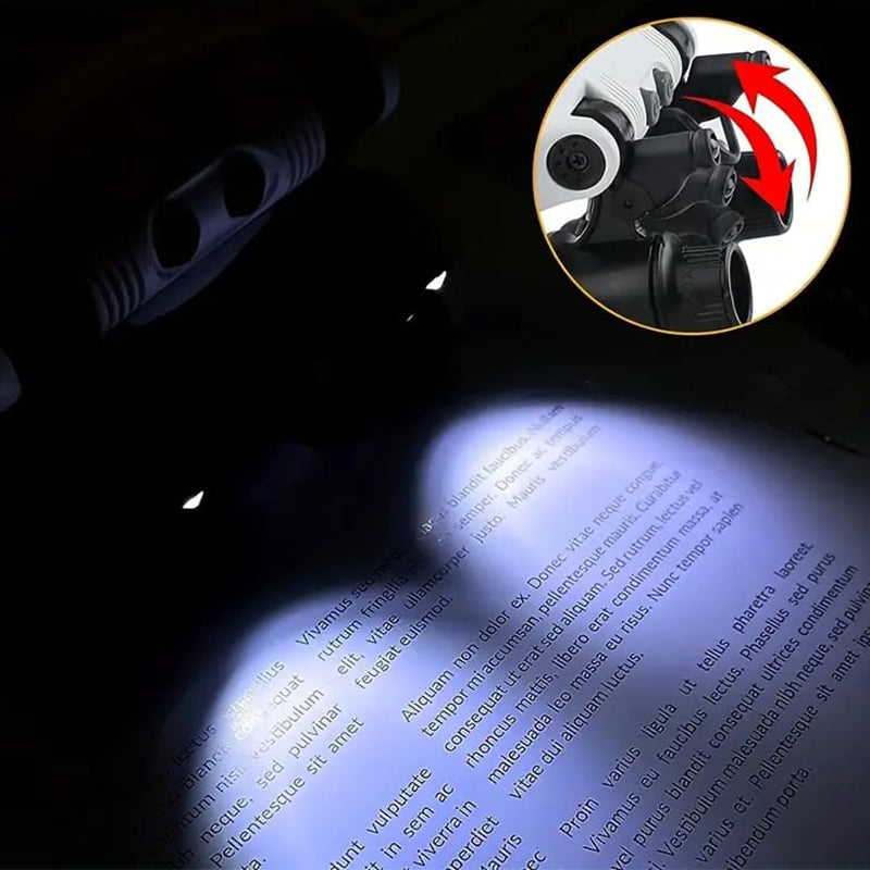 ذره‌بین دوگانه LED با بزرگنمایی 8 برابر، 15 برابر، 23 برابر و لنز قابل چرخش 180 درجه