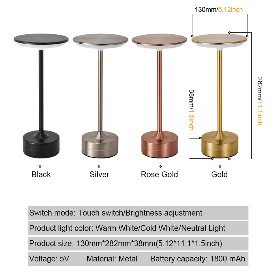 Lumenex USB dobíjecí LED stolní lampa s 3 teplotními režimy