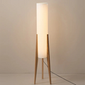 AuroraLume přírodní dřevěná stojací lampa s látkovým stínidlem do obývacího pokoje