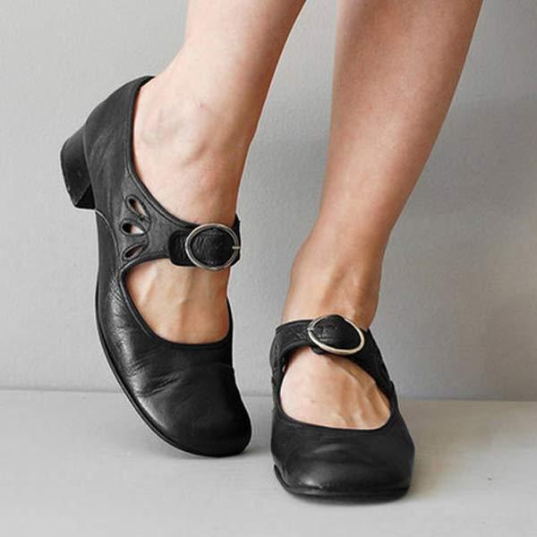 Lunora Orthopedic Leather Sandals With Buckle In Vintage Style