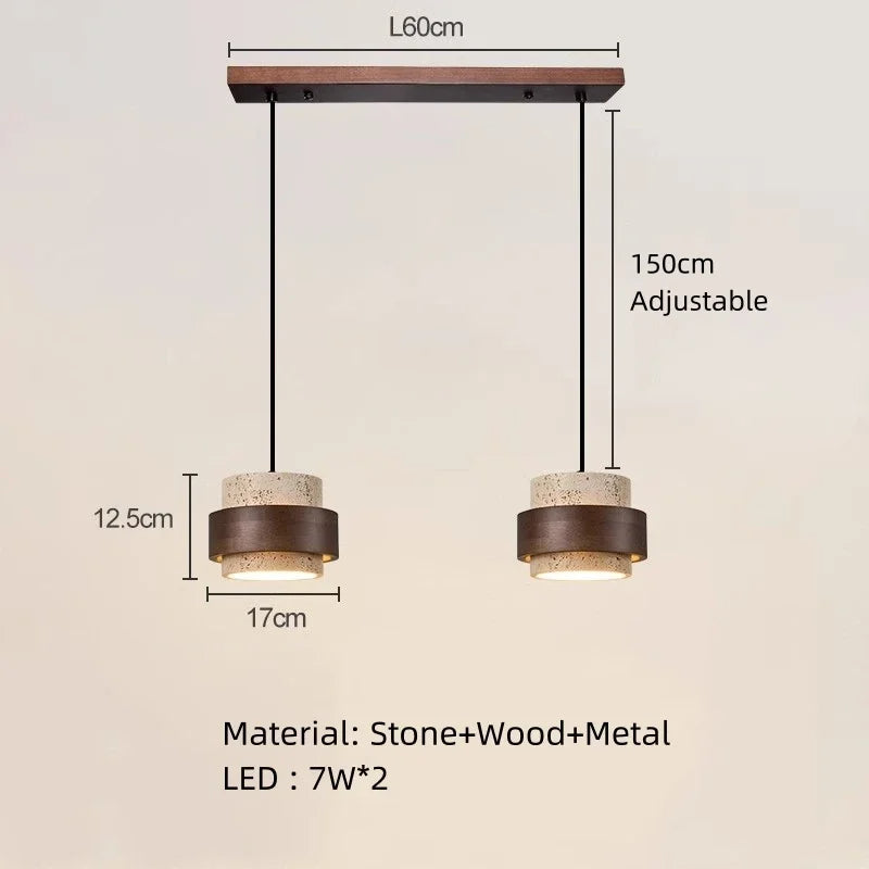چراغ آویز TerraStone چوب و سنگ با سیم قابل تنظیم