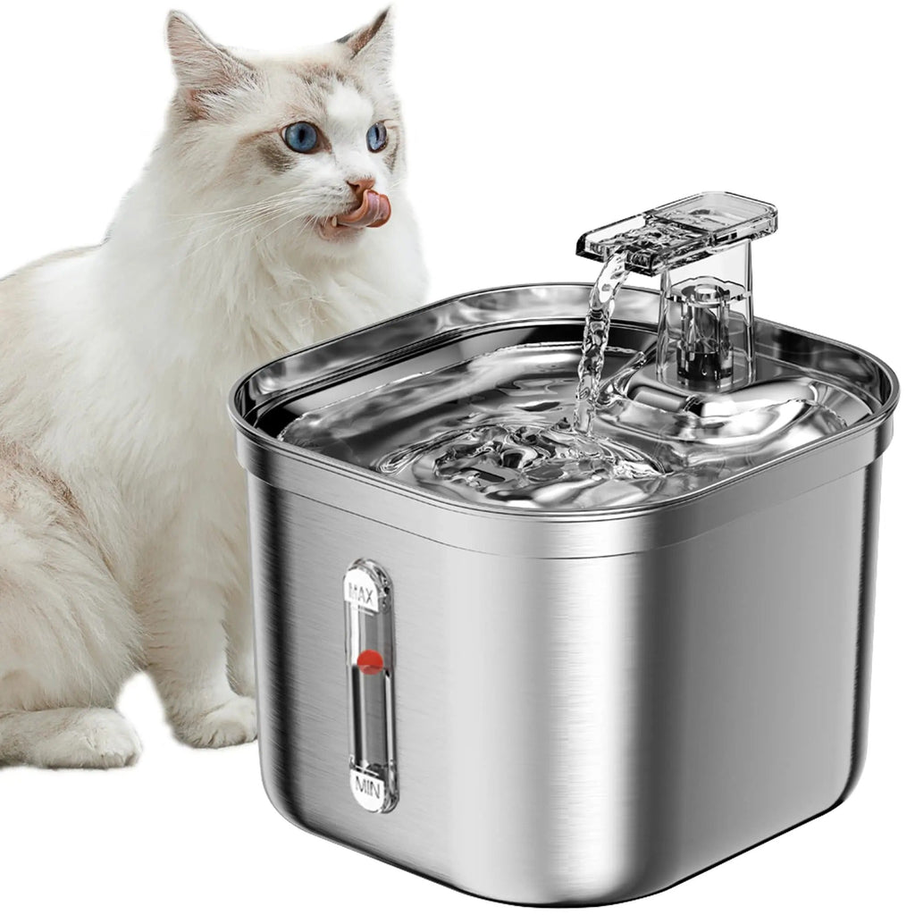 Cat Water Fountain Made Of Stainless Steel With Continuous Fresh Water Flow