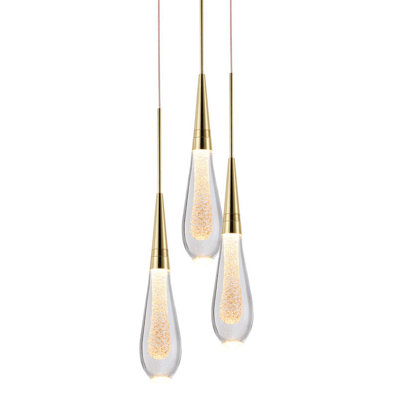 Aurelia Golden Droplet Pendant Light with Crystal Glow