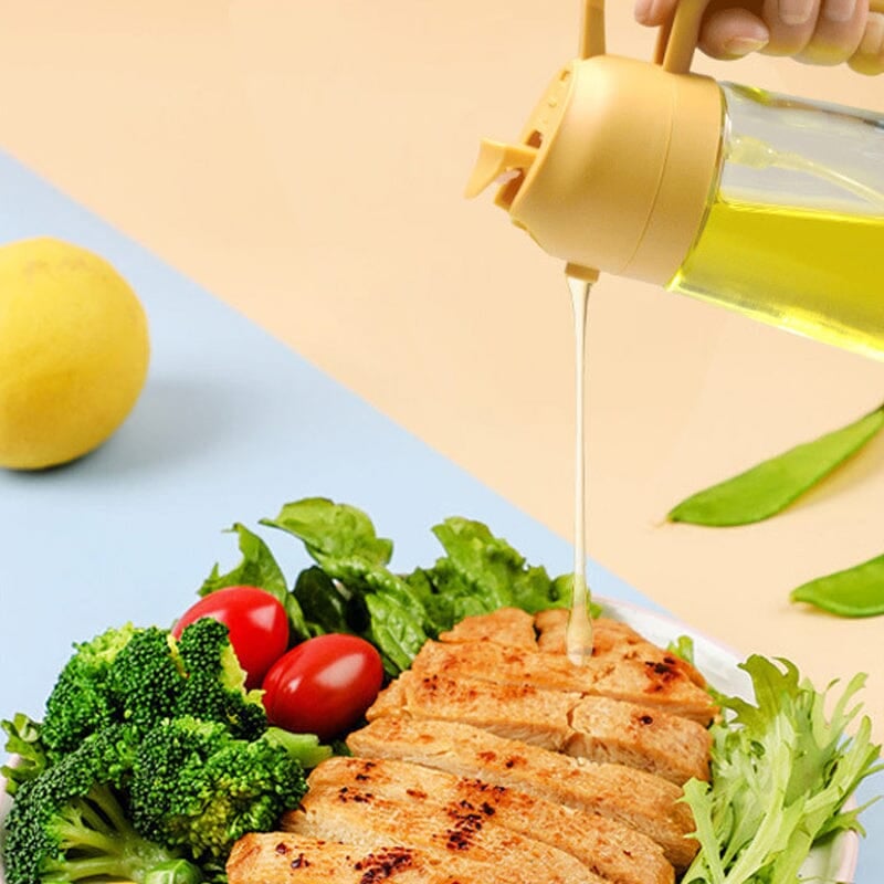 2-In-1 Glass Oil Sprayer And Dispenser For Kitchen Use