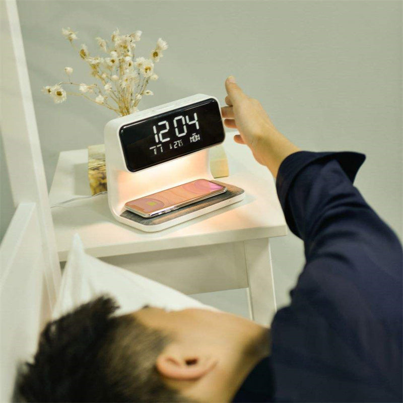 Multifunction Alarm Clock With Wireless Charging Night Lamp