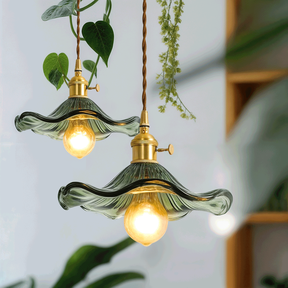 Lámparas colgantes de vidrio Lyra con forma de flor para decoración nórdica en sala de estar