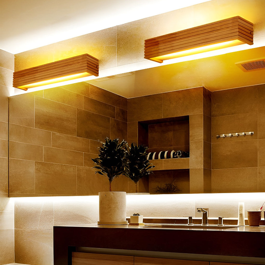Lumină de perete dreptunghiulară LED impermeabilă Aurelo Wood