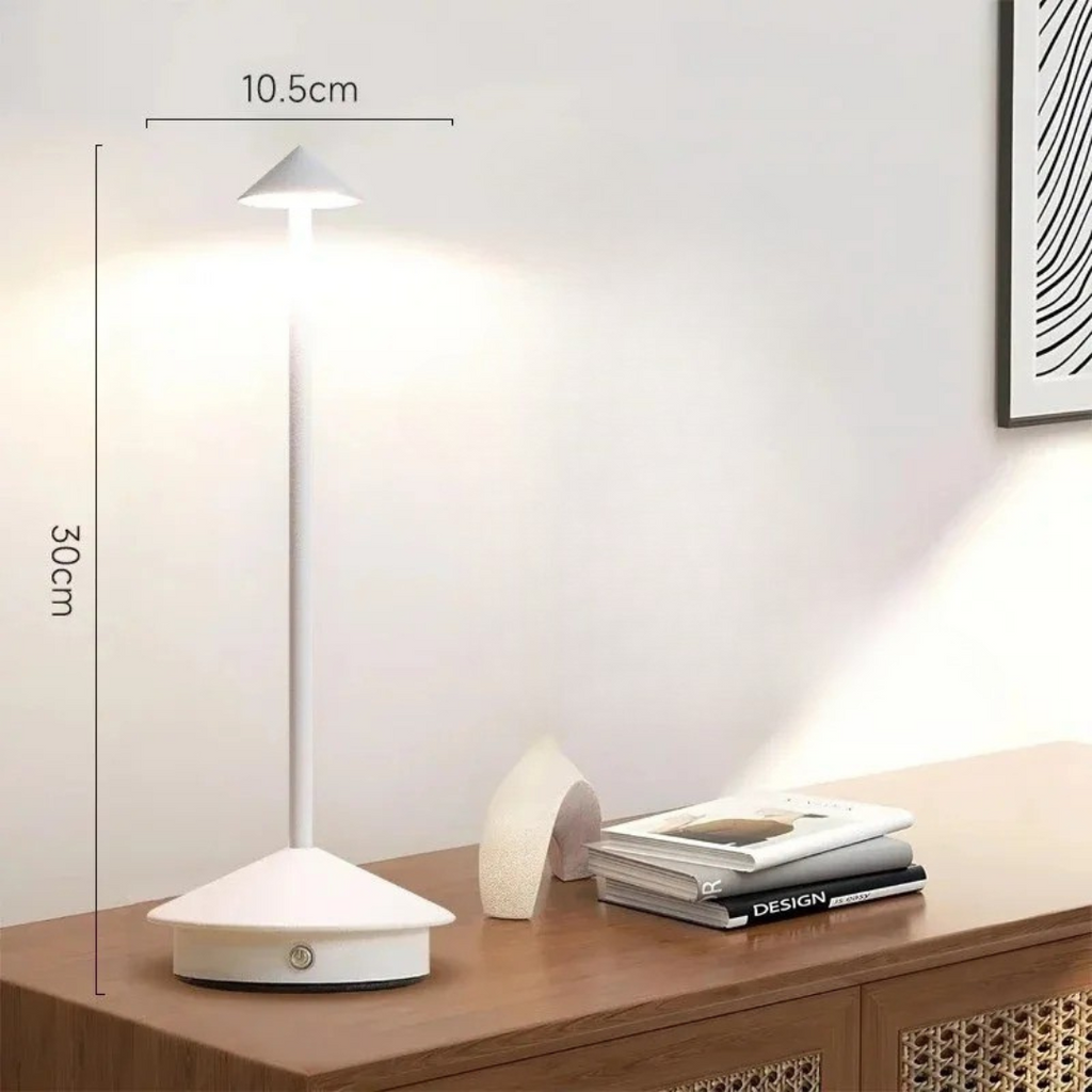 Aethera Lumina | Trådløs Vandtæt Dæmpbar LED Bordlampe med USB-C Genopladning