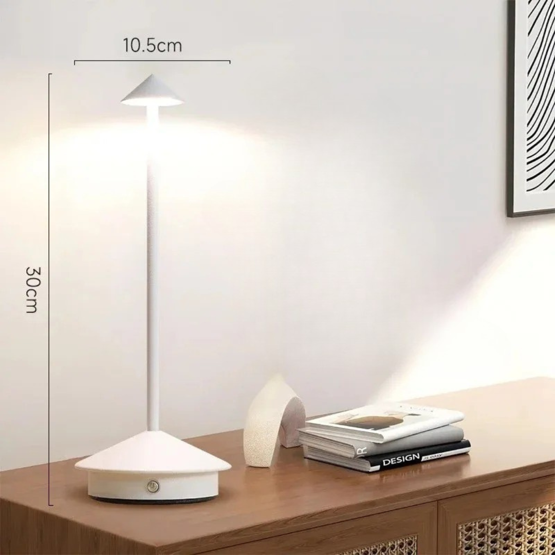 Aethera Lumina | Trådløs Vandtæt Dæmpbar LED Bordlampe med USB-C Genopladning