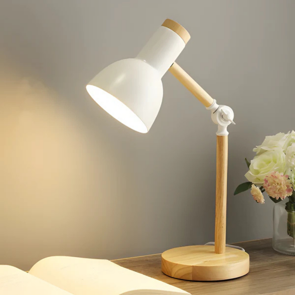 Liora Macaron Adjustable LED Wooden Table Lamp with Warm Glow