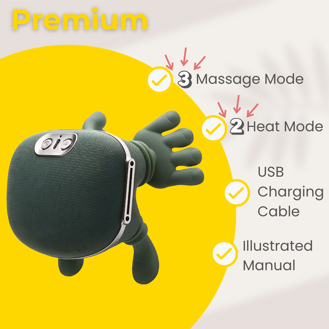 PulseFlex Přenosný ruční masážní přístroj s teplem a USB dobíjecí baterií